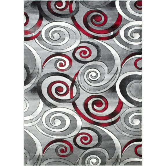 Handcraft Rugs HR Spiral/Swirls Modern Contemporary Hand Carved Area Rug 3-D effect Red - 7'5" x 10'