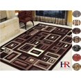 thumbnail image 1 of handcraft rugs-modern contemporary brand new area rugs-abstract carpet with frame/boxy/cube pattern-shed free chocolate brown/black/ivory/beige(5x7 feet), 1 of 4