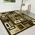 thumbnail image 1 of Handcraft Rugs-Modern Contemporary Brand New Area Rugs-Abstract Carpet with Frame/Boxy/Cube Pattern-Shed free Chocolate Brown/Black/Ivory/Beige 8x10 feet, 1 of 7