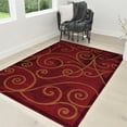 thumbnail image 1 of Handcraft Rugs-Modern Contemporary Brand New Area Rugs-Abstract Carpet with Wavy Swirls -Shed free Red/Mocha/Ivory/Black5x7 feet, 1 of 7