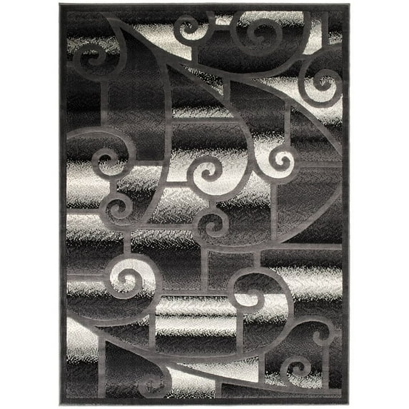 Handcraft Rugs-Modern Contemporary Living Room Rugs-Abstract Carpet with Geometric Swirls Pattern-Black/White/Gray/Ivory (5x7 feet)