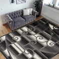 thumbnail image 1 of Handcraft Rugs-Modern Contemporary Living Room Rugs-Abstract Carpet with Geometric Swirls Pattern-Gray/Black/White/Ivory 8x10 Feet, 1 of 7