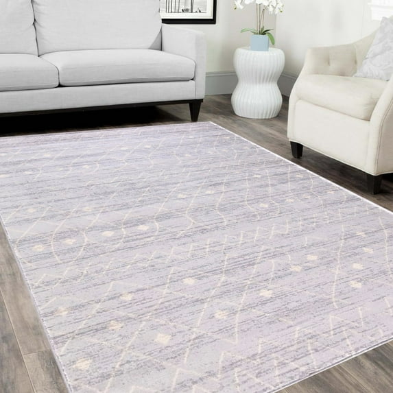 Handcraft Rugs-Moroccan Trellis Area Rug- Silver/White/Gray