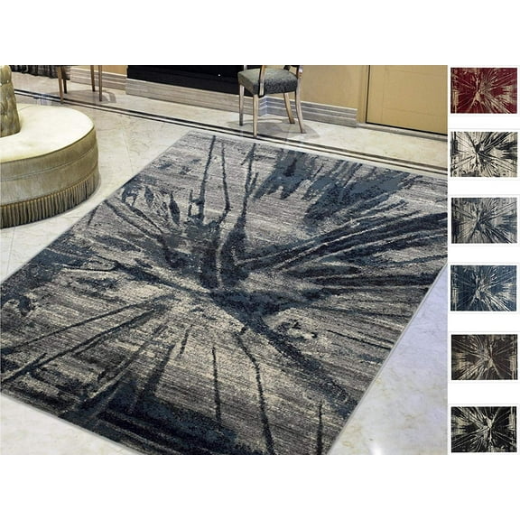 Handcraft Rugs-Navy/Gray Splash Abstract Pattern Distressed- Modern Vintage Area Rug