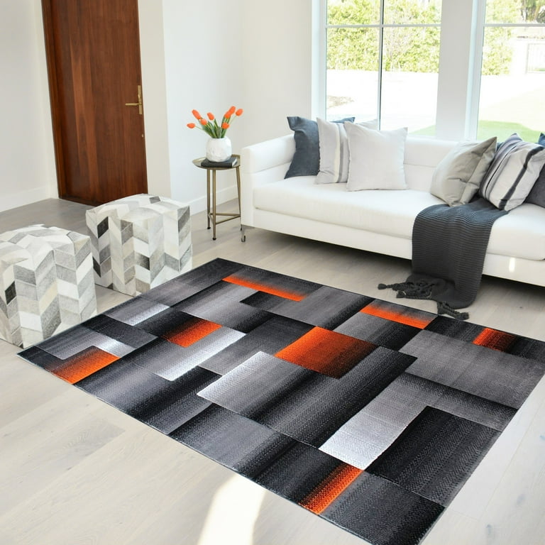 Handcraft Rugs Orange/Black/Gray Abstract Geometric Modern