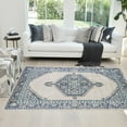 thumbnail image 1 of Handcraft Rugs Persian Rug - Faded, Oriental Distressed Area Rug - Modern Vintage Design Persian Area Rug - Abstract, Multicolor Kashan Design Persian Rug - Ivory/Beige/Aqua Blue/Navy 8 x 10 feet, 1 of 6