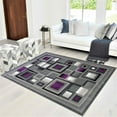 thumbnail image 1 of Handcraft Rugs Purple and Gray Abstract Geometric Modern Squares Pattern Area Rug 5 ft. by 7 ft., 1 of 5