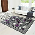 thumbnail image 1 of Handcraft Rugs Purple and Grey Abstract Geometric Modern Squares Pattern Area Rug, 1 of 10