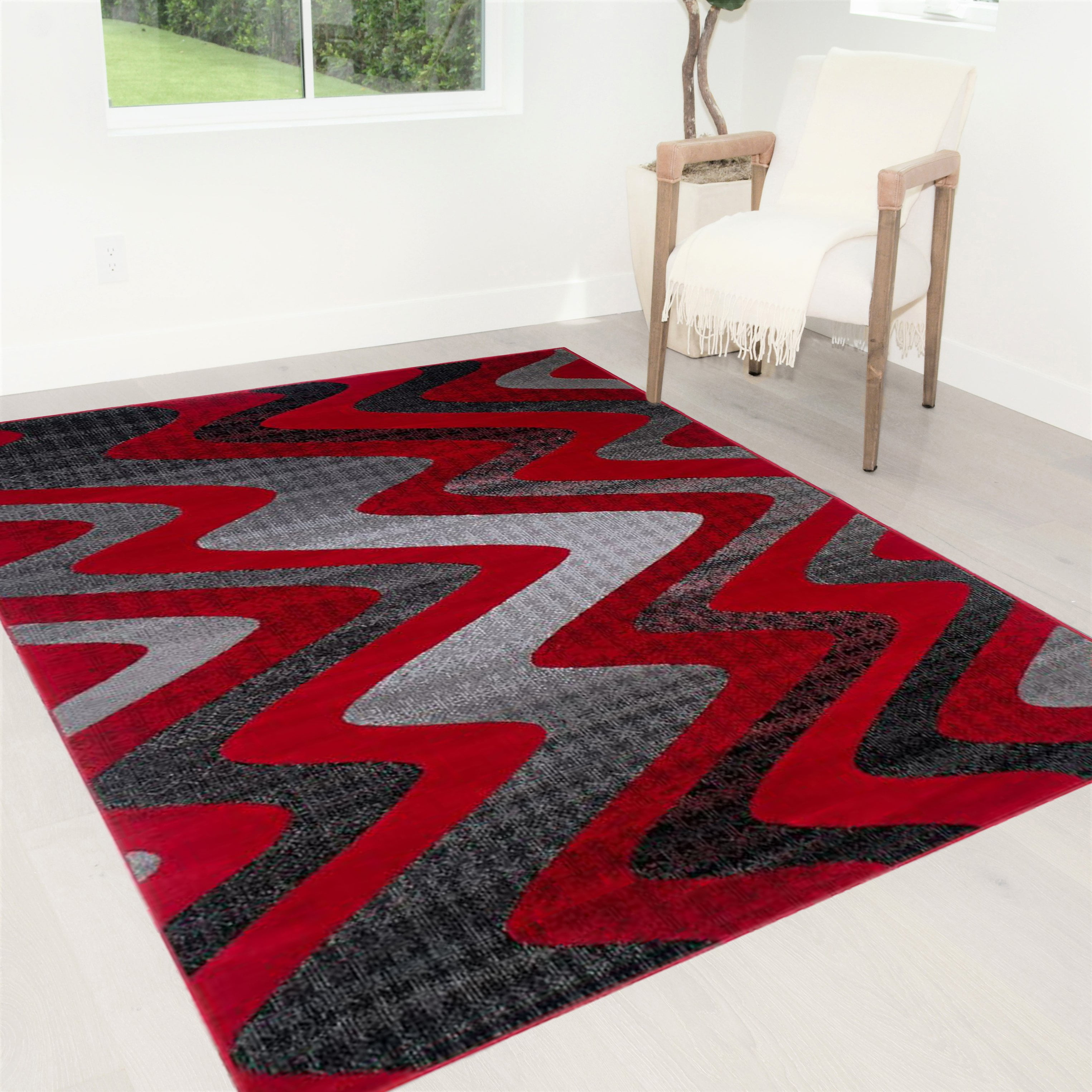 Handcraft Rugs - Red/Gray/Silver/Black/Abstract Area Rug Modern ...