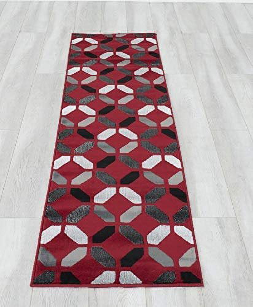 Handcraft Rugs-Red/Grey/Silver/Black/Dimond Pattern Area Rug Modern ...