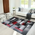 thumbnail image 1 of Handcraft Rugs Red Lava/Silver/Gray Abstract Geometric Modern Squares Pattern Area Rug 5 ft. by 7 ft., 1 of 8