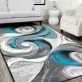 thumbnail image 1 of Handcraft Rugs-Swirls Abstract Design Modern Contemporary Hand Carved Area Rug-Silver/Turquoise/Gray/Black, 1 of 10