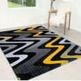 thumbnail image 1 of Handcraft Rugs - Yellow/Gray/Silver/Black/Abstract Area Rug Modern Contemporary Zigzag Crisscross Wave Design, 1 of 8