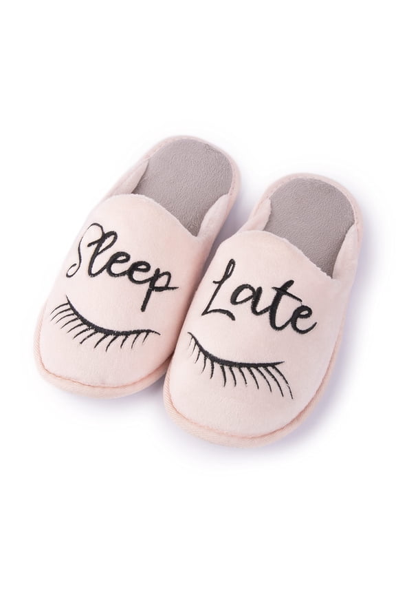 Staycation NY Scuff Slide On Slippers for Women, Closed Toe Non Slip Bottom Home Foam Slipper, Fun Quote Bedroom Shoes, Sleep Late/M