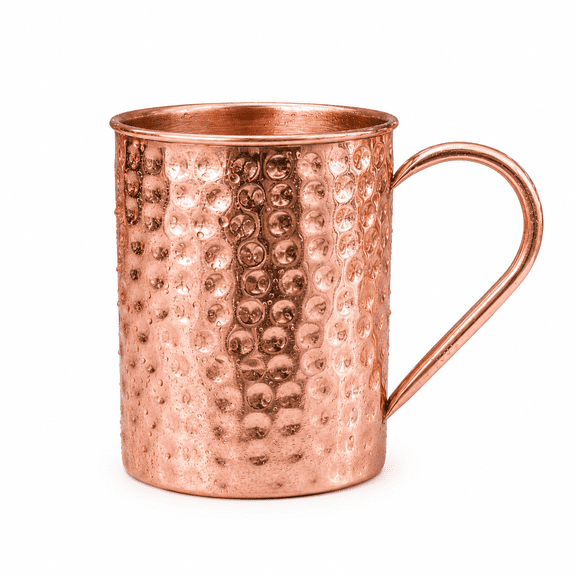 Handcrafted 1 Pcs Moscow Mule Copper Mug 17oz 100% Pure Cylindrical Hammered Copper Cup Drinking Glasses Solid Drinkware Gift Accessories for House Parties, Drinks & Cocktails