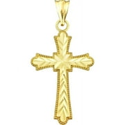 Handcrafted 10kt Gold Diamond-Cut Cross Charm Pendant