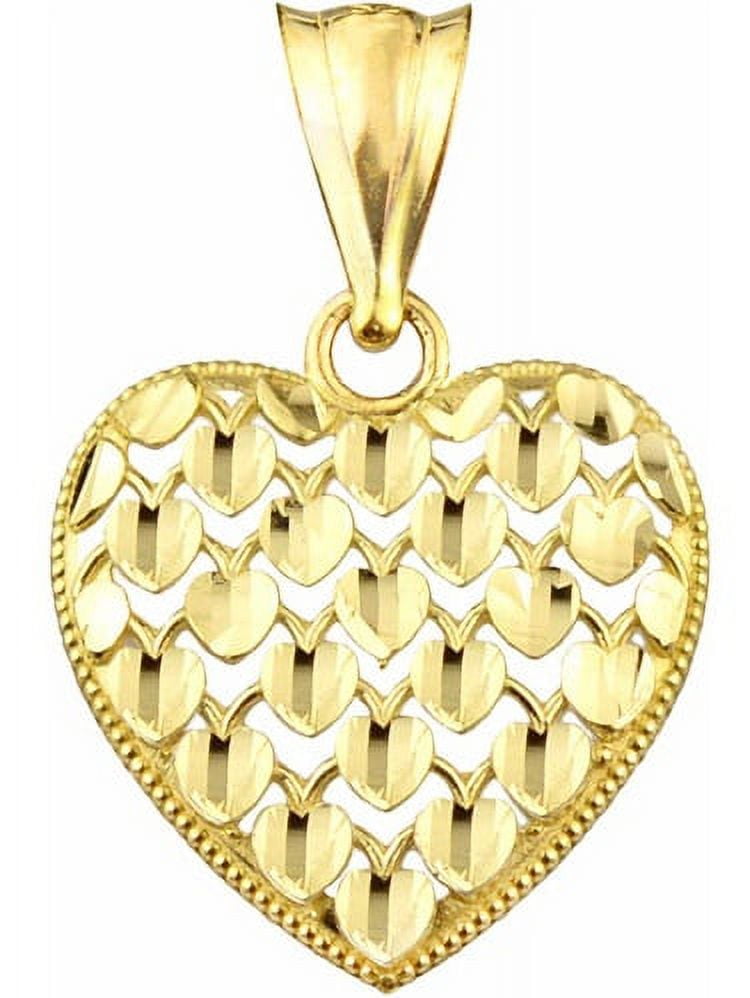 Handcrafted 10kt Gold Diamond-Cut Heart Charm Pendant