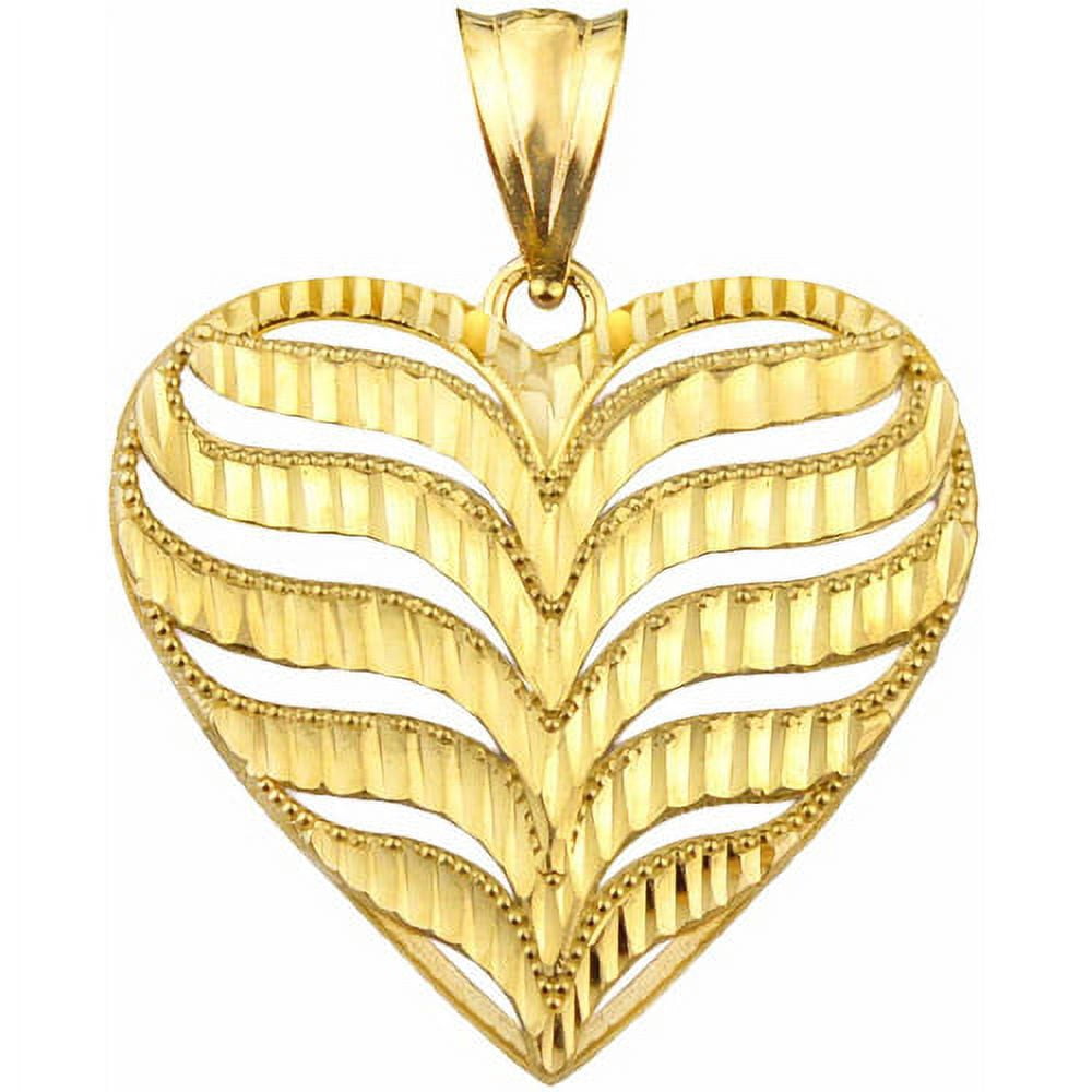 Handcrafted 10kt Gold Diamond-Cut Heart Charm Pendant