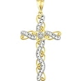 thumbnail image 1 of Handcrafted 10kt Gold Diamond-Cut Ribbon Swirl Cross Charm Pendant, 1 of 3