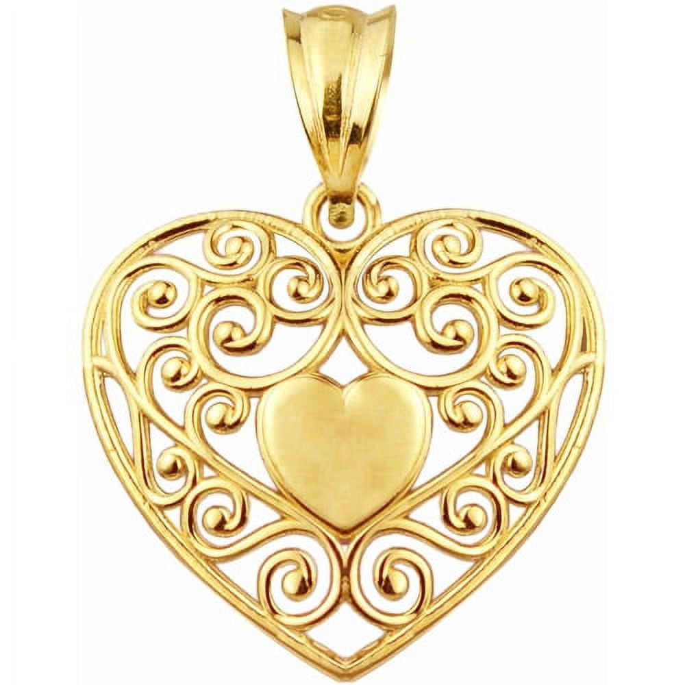 10K Gold Puffy Heart Charm Pendant, Real Gold, 3-D / 10K Corazon de Oro -  C29