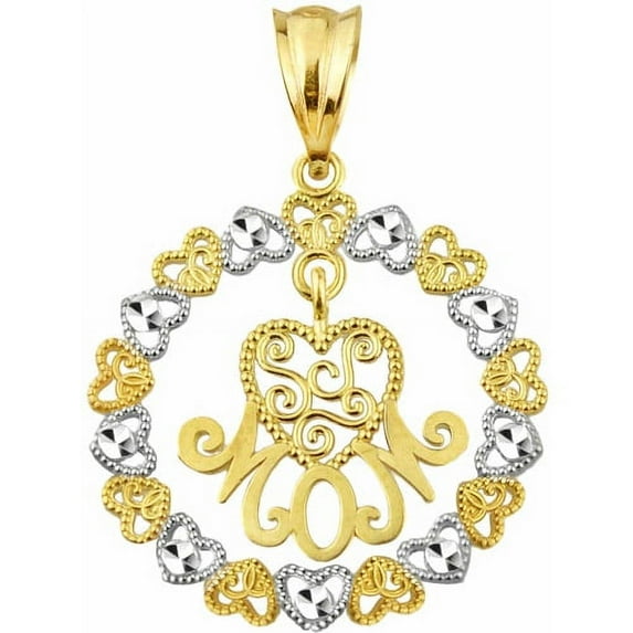 Handcrafted 10kt Gold MOM With Heart Frame Charm Pendant