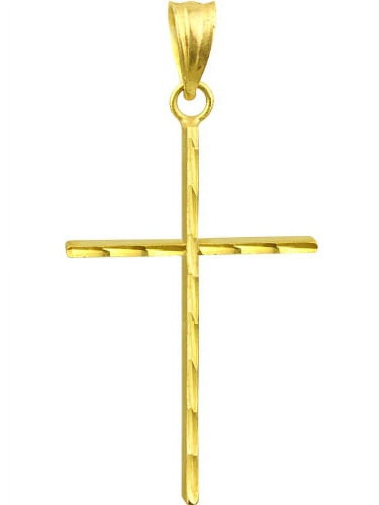 Handcrafted 10kt Gold Stick Cross Charm Pendant