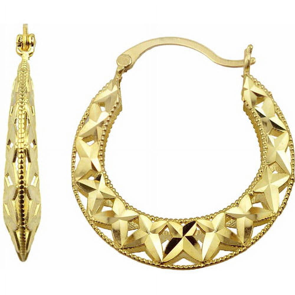 Handcrafted 10kt Yellow Gold Diamond-Cut Hoop Earrings