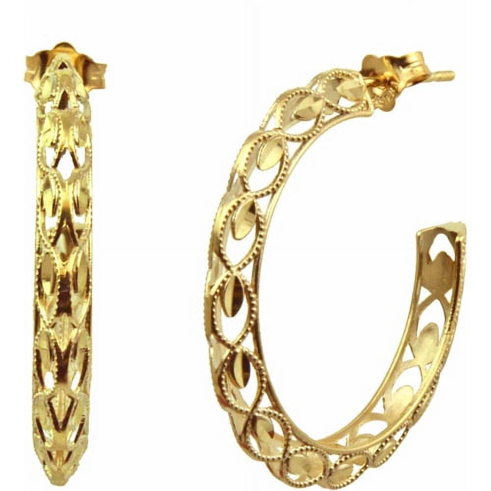 Handcrafted 10kt Yellow Gold Diamond-Cut Hoop Earrings