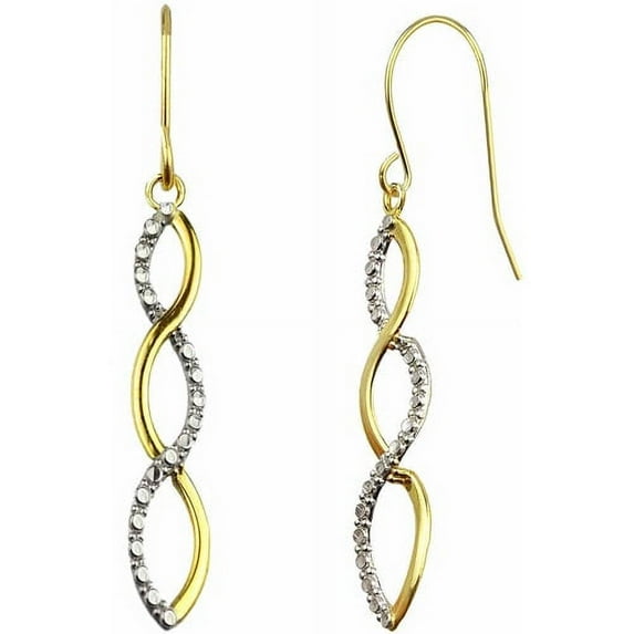 Handcrafted 10kt Yellow Gold Diamond-Cut Ribbon Swirl Design Earrings