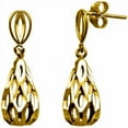 thumbnail image 1 of Handcrafted 10kt Yellow Gold Diamond-Cut Teardrop Earrings, 1 of 3