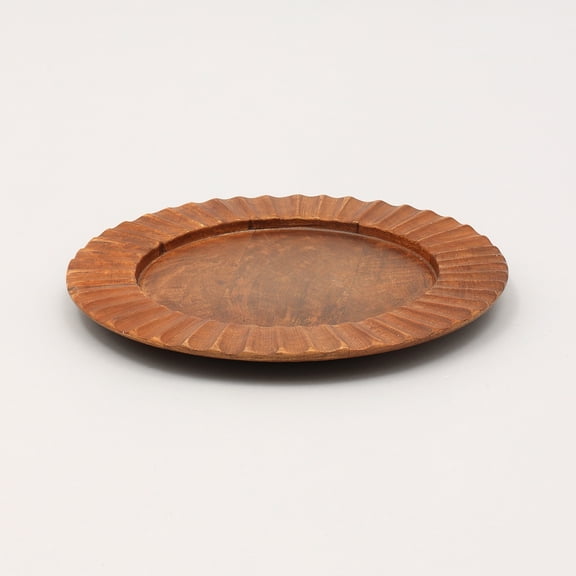 Handcrafted 13 Inch Wooden Charger Plate, Solid Wood Dining Placemat, Brown Artisan Tableware for Formal Dinner Parties and Everyday Eco-Friendly Dining