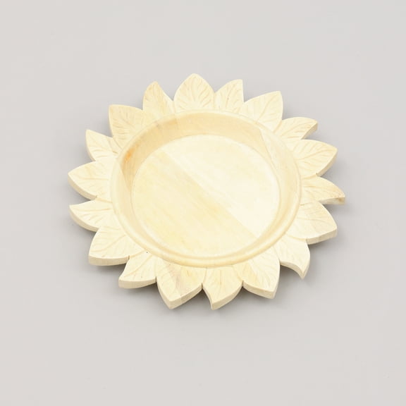 Handcrafted 13-Inch Wooden Charger Plate with Sunflower Design, Natural Wood Tableware for Dining Decor and Everyday Use