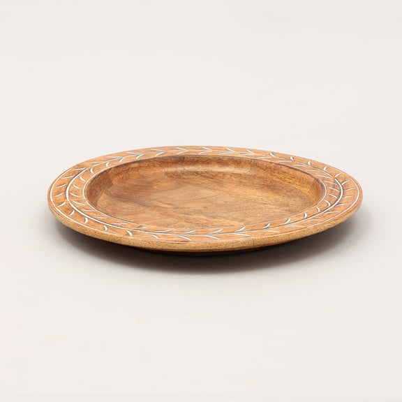 Handcrafted 13" Wood Charger Plate Natural Brown, Unique Grain Pattern, Eco-Friendly Tabletop Decor for Everyday & Formal Dining