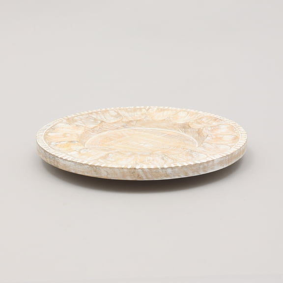 Handcrafted 13" Wood Charger Plate, White Finish, Artisan Wood Placemat for Formal Dining and Everyday Table Setting