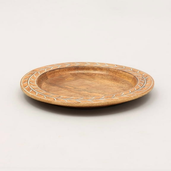 Handcrafted 13" Wood Charger Plate Wooden Dinning Placemat Artisan Wood Tableware On-Site