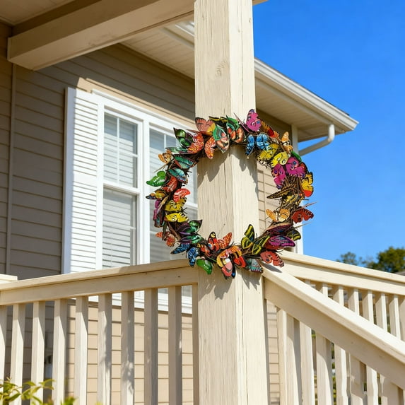 Handcrafted 16" Butterfly Capiz Wreath – Elegant Spring and Easter Easter Decorations- Holiday Decor
