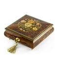thumbnail image 1 of Handcrafted 18 Note Floral Inlay Music Box with Lock and Key, 1 of 2