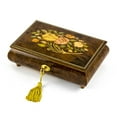 thumbnail image 1 of Handcrafted 18 Note Italian Walnut Floral Inlay Musical Jewelry Box with Lock and Key - A Whole New World, 1 of 2