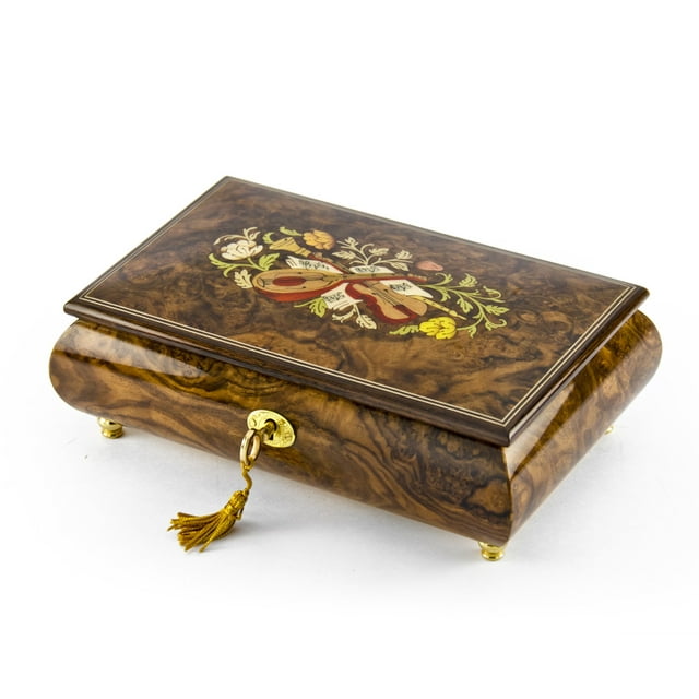 Handcrafted 18 Note Natural Wood Tone Music Theme Musical Jewelry Box ...