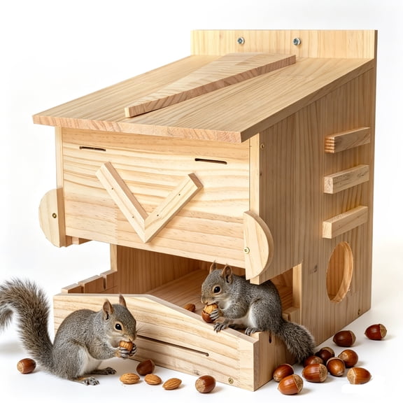 Handcrafted 2-Story Solid Wood Squirrel House - Outdoor Nest Box with Easy Mounting & Clean Access, for Backyard Tree or Fence
