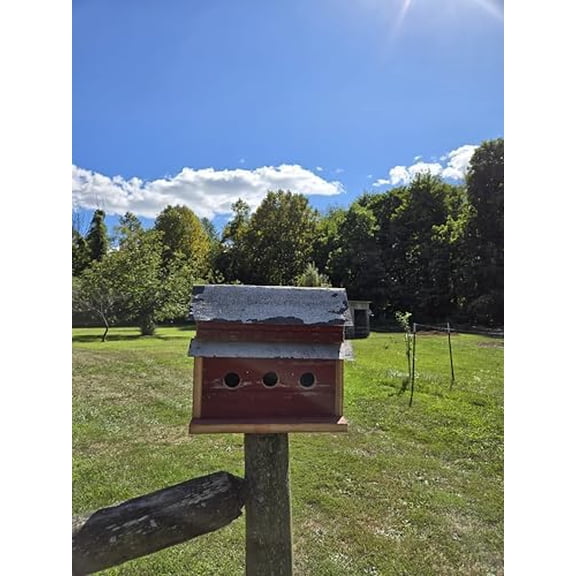 Handcrafted 3 Hole Barnwood Birdhouse. Made From 100 + Year Old Barnwood with a Tin Roof. Great Addition to Your Garden Landscape.$$Garden & Patio