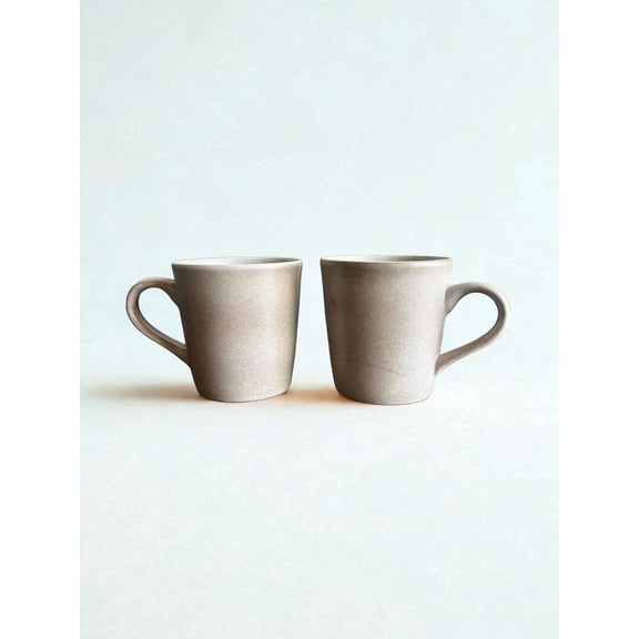 Handcrafted 330ml Stoneware Coffee Cups - Minimalist Design (Set of 2)