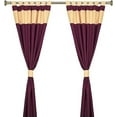 thumbnail image 1 of Handcrafted 4-Piece Blended Raw Silk Curtain - Two-Tone Maroon Gold Tab Top Design, Machine Washable - 43"W x 120"L Panels, Perfect for Living & Dining Rooms, 1 of 6
