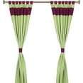 thumbnail image 1 of Handcrafted 4-Piece Blended Raw Silk Curtain- Two-Tone Olive Green Maroon Tab Top Design, Machine Washable - 43"W x 120"L Panels, Perfect for Living & Dining Rooms, 1 of 6