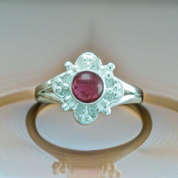 Handcrafted 925 Sterling Silver Natural Garnet Gemstone Ring Designer Statement Jewelry