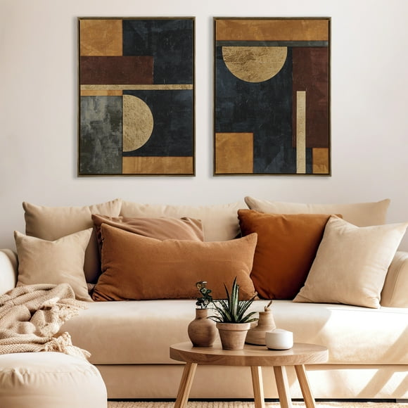 Handcrafted Abstract 2-Piece Framed Canvas Wall Art Set