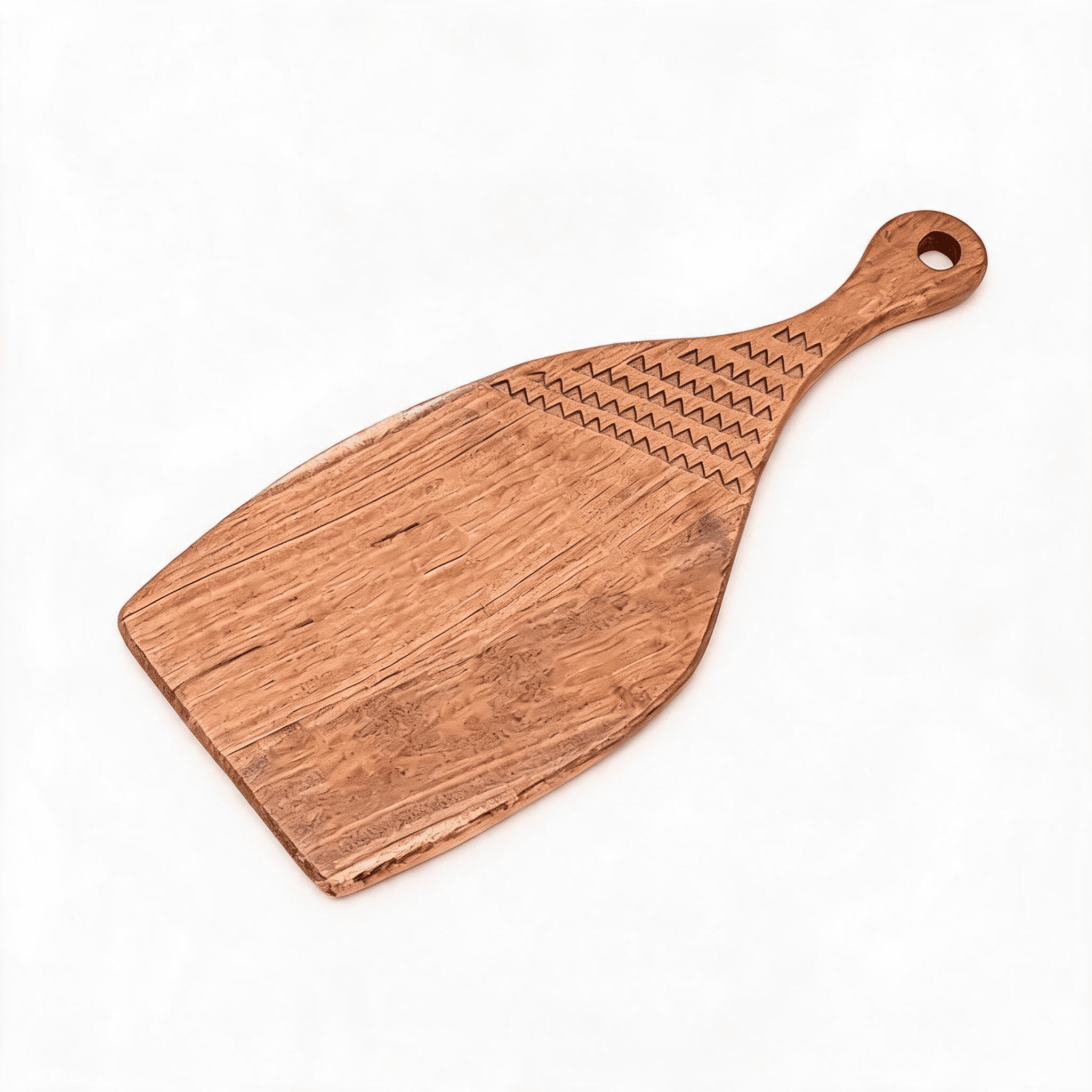 Handcrafted Acacia Wood Cutting Board, Paddle-Style with Handle, Natural Wood Grain, Multi-Purpose Kitchen Essential