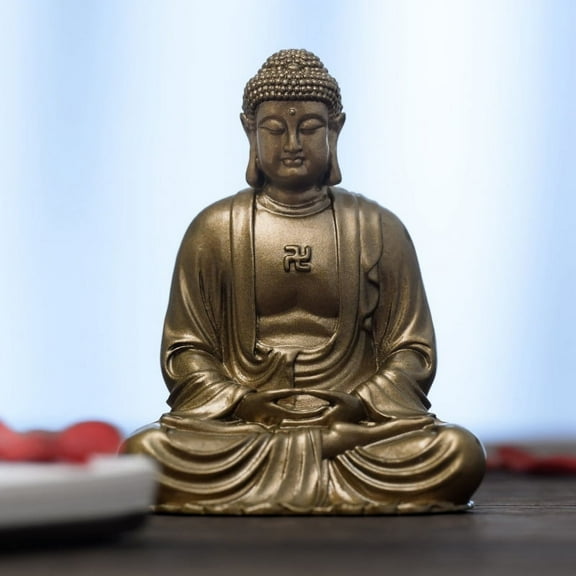 Handcrafted Amitabha Buddha Statue Vintage Brass 2.76in Peace & Salvation Unique Gift for Home Altar