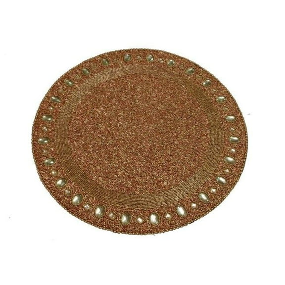 Handcrafted Antique Copper Glassbead Placemat with jewel border
