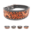 thumbnail image 1 of RESISTANCE Handcrafted Argentinian Leather Dog Collar with Floral Design, 1 of 8